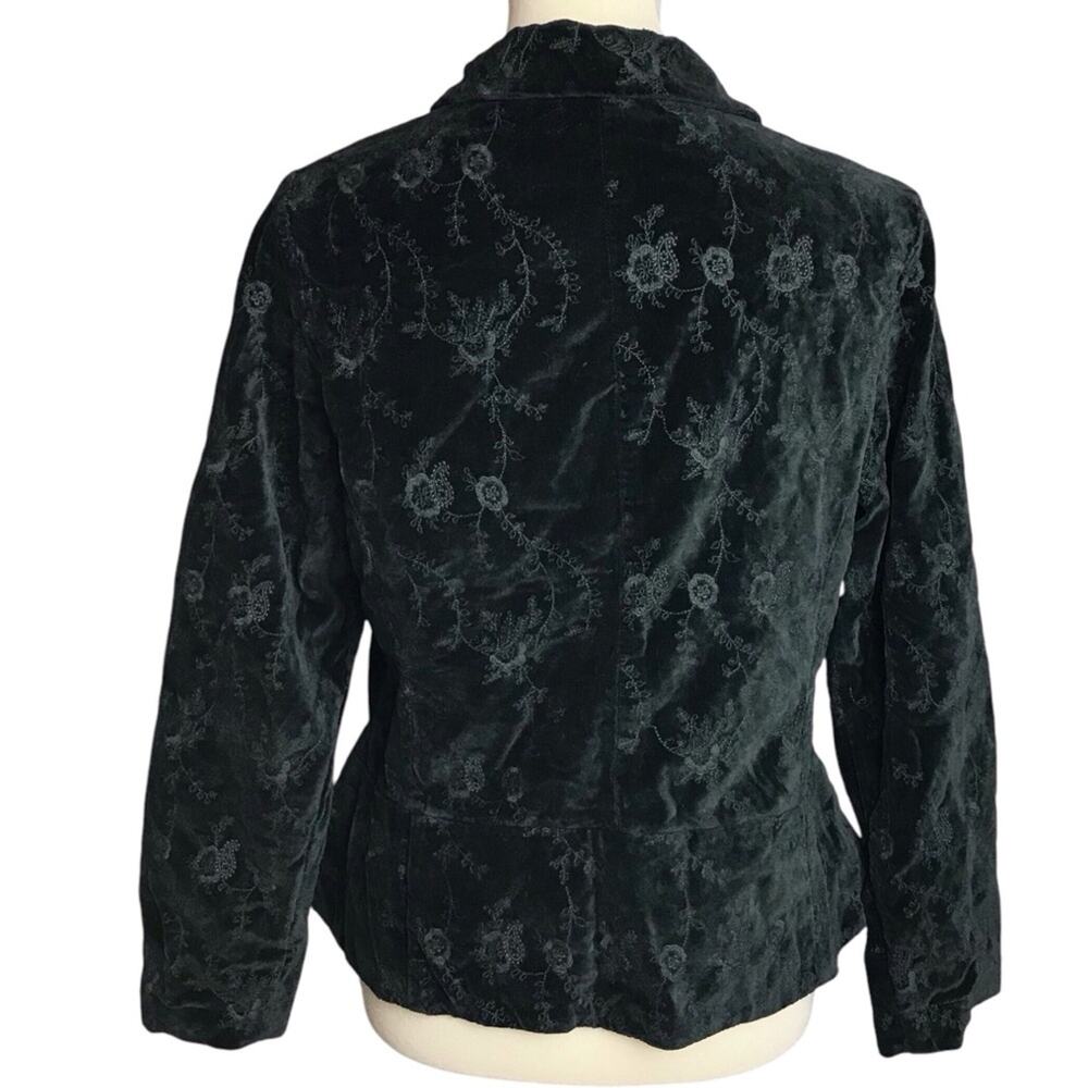 CP Shades Dark Green Velvet Long Sleeve Peplum Fall Winter Coat Jacket Blazer L - Picture 8 of 13